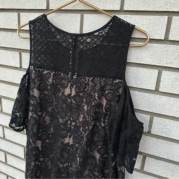 LOFT Boudoir Cold Shoulder Lace Dress Black - Picture 10 of 14